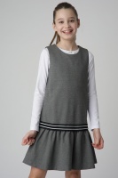 Серый сарафан из джерси Gulliver, школьная форма для девочек  фото, kupilegko.ru